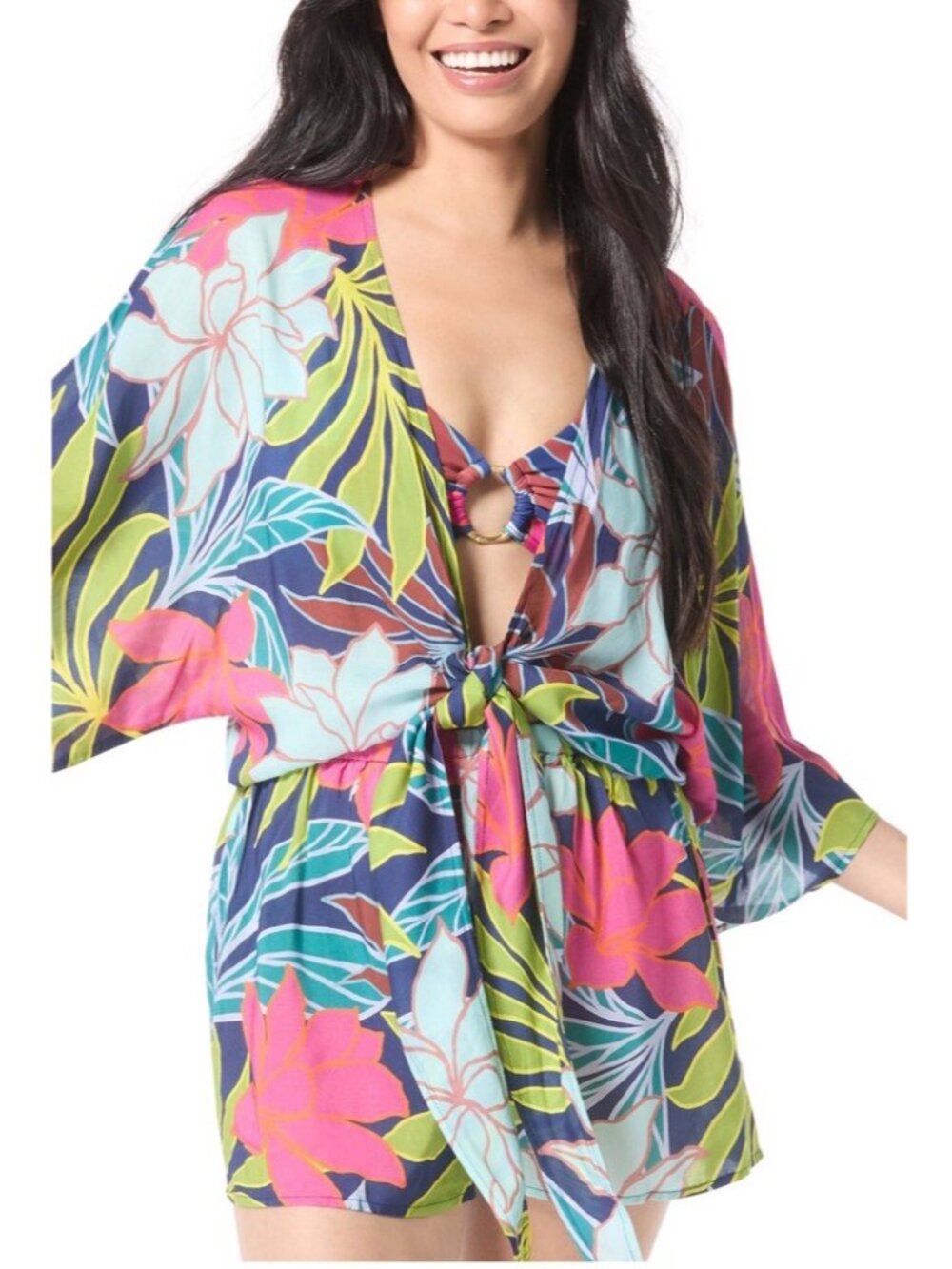 Vince Camuto Women's Plunging V-Neck Romper Cover-Up Small $138